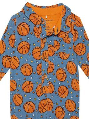 Posh Peanut - LS Collared Henley Romper (Slam Dunk)